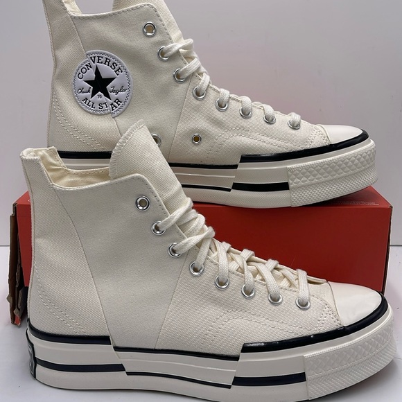 Converse Shoes - Converse WMNS CHUCK 70 PLUS HI
EGRET/BLACK/EGRET A00915C Platforms Sneakers